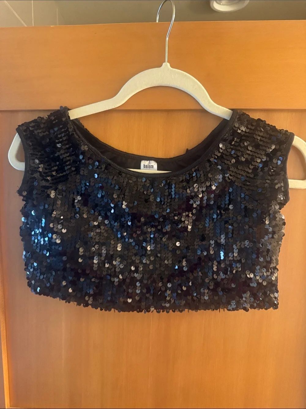 balera Black Sequin Cropped Tank